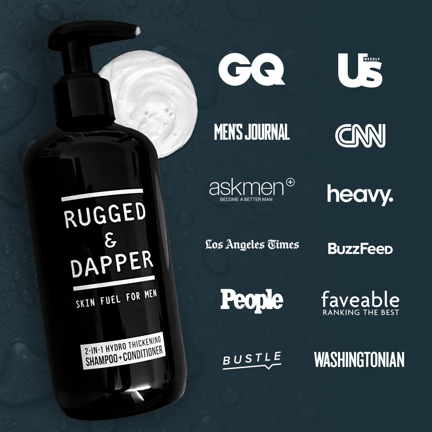 RUGGED & DAPPER caffeine scalp-invigoration detail highlighting refreshing wakeful feel.