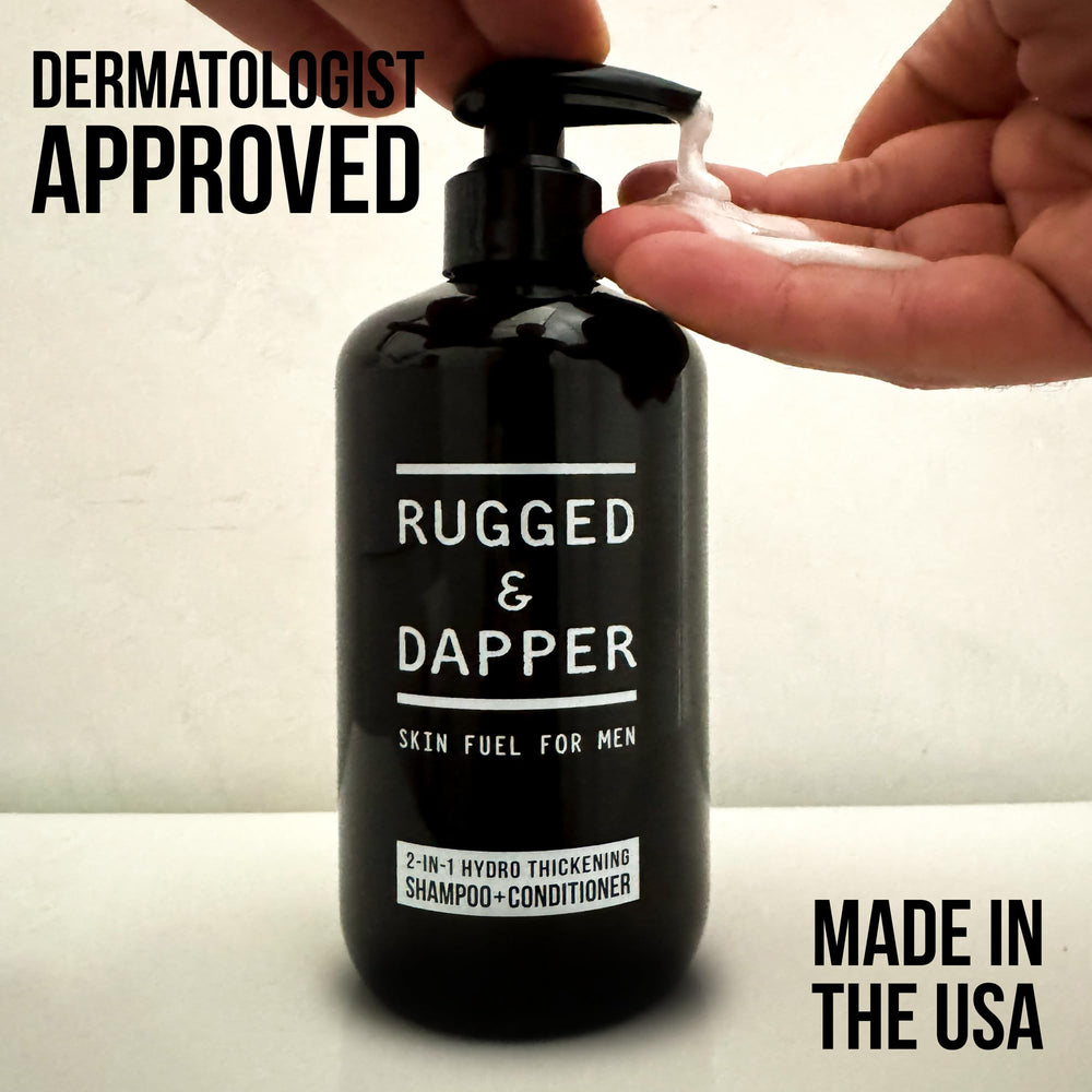 RUGGED & DAPPER california-crafted formula label emphasizes premium ingredients.