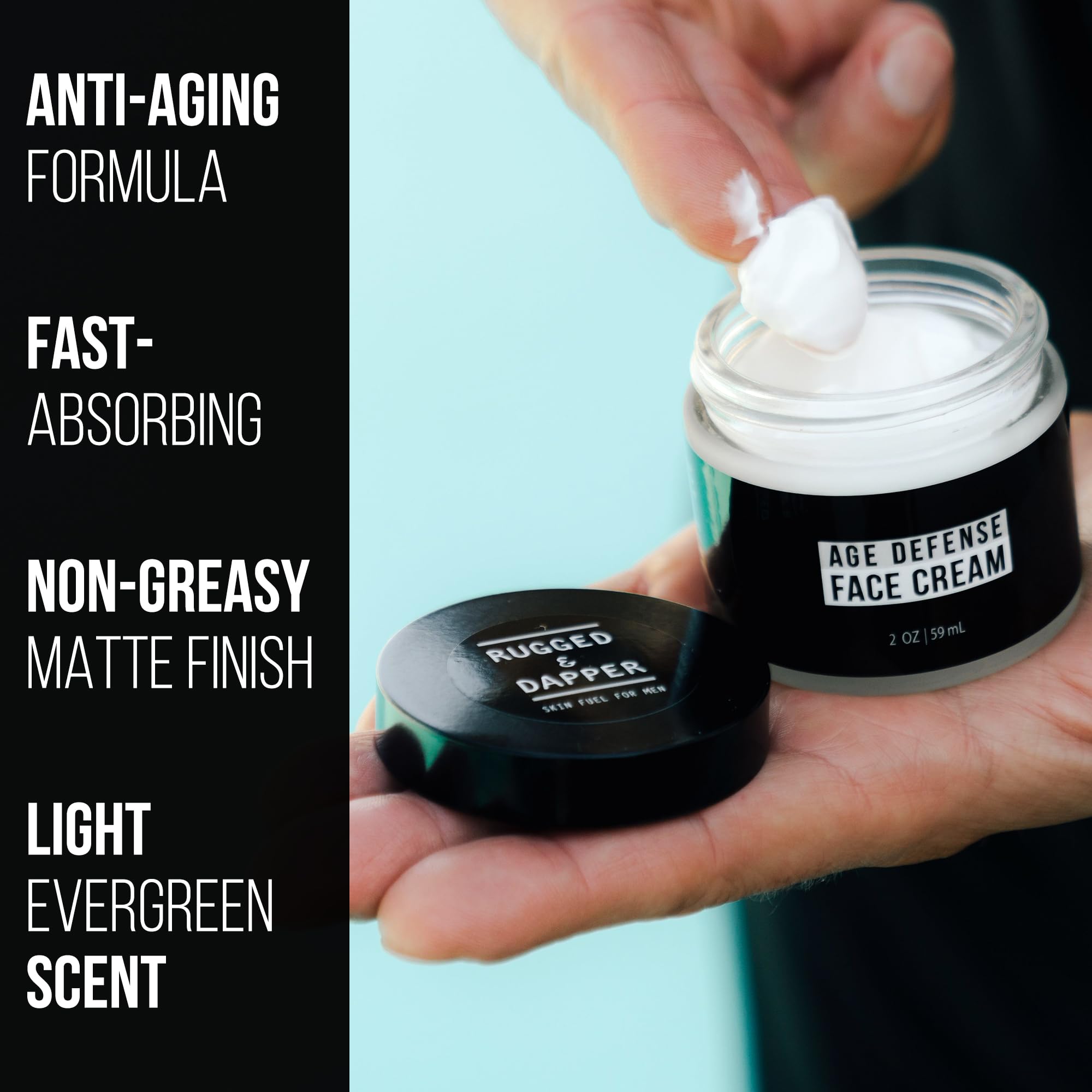 RUGGED & DAPPER hyaluronic acid ingredient illustration highlights deep hydration