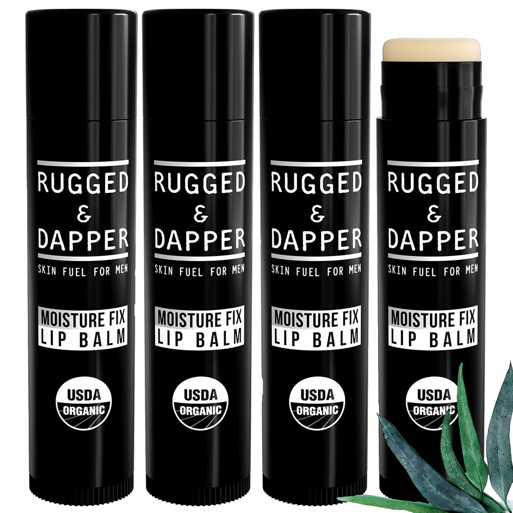 RUGGED & DAPPER lip balm 4-pack front view for on-the-go hydration