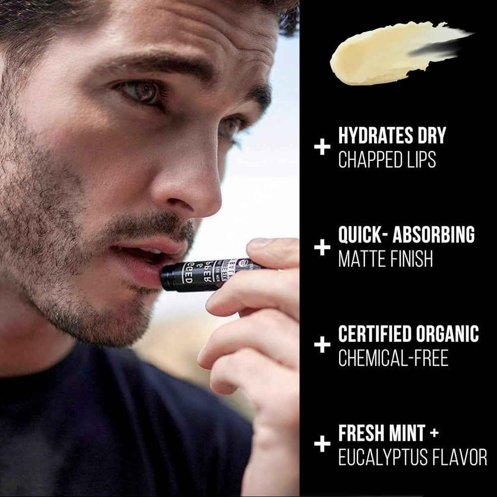 RUGGED & DAPPER lip balm ingredients close-up showing beeswax and jojoba for nourishment