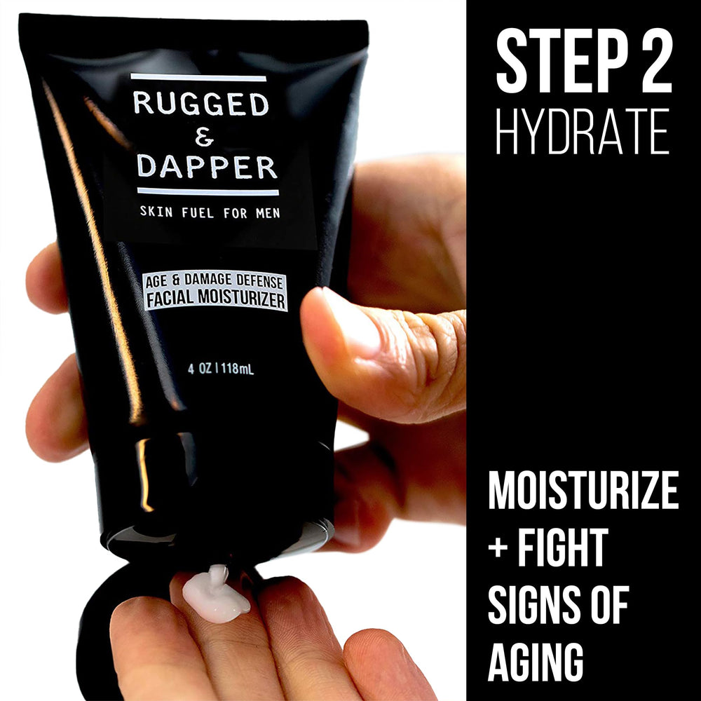 RUGGED & DAPPER Moisturizer pump-action application demonstrates fast absorption and hydration