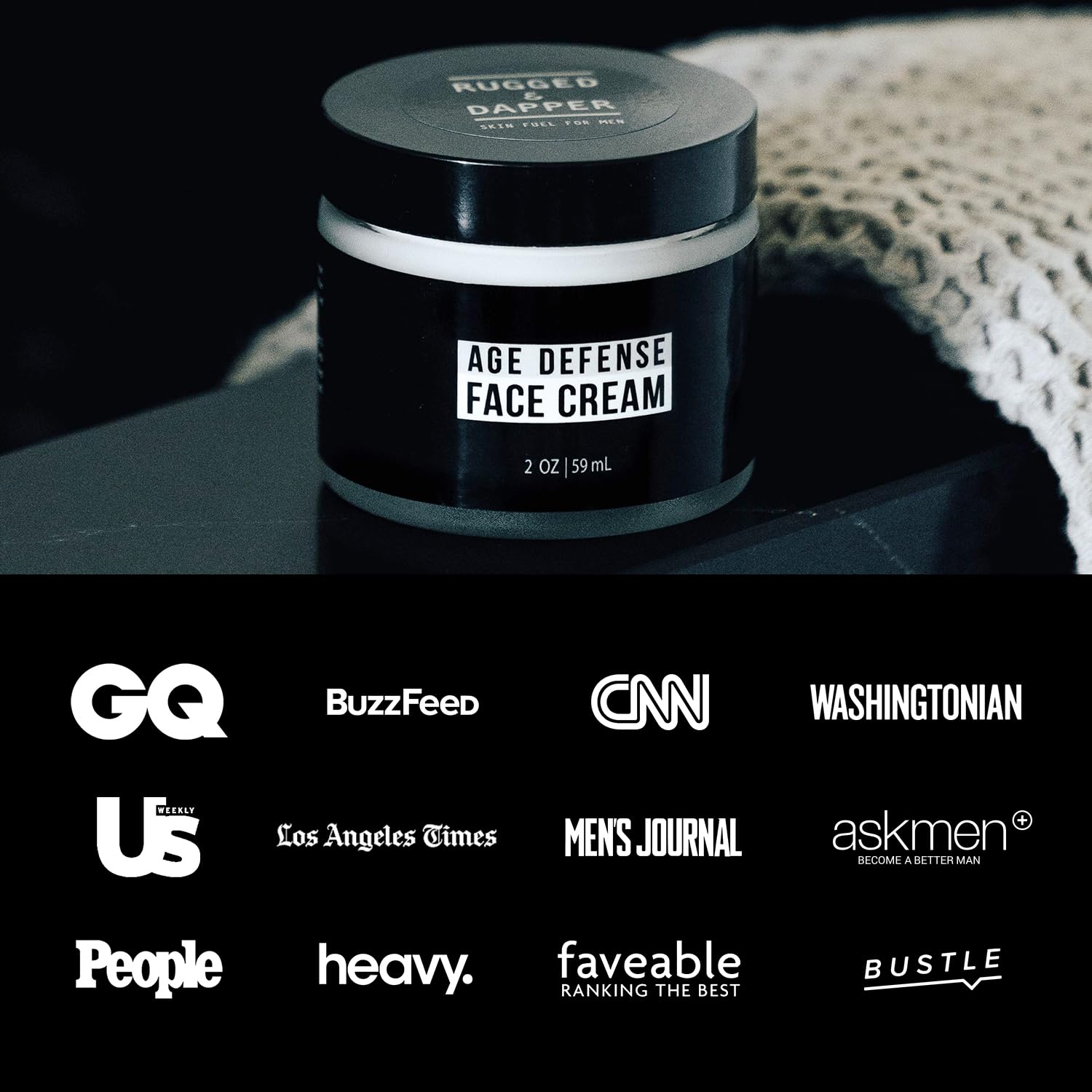 RUGGED & DAPPER day and night use image shows versatile moisturizer routine