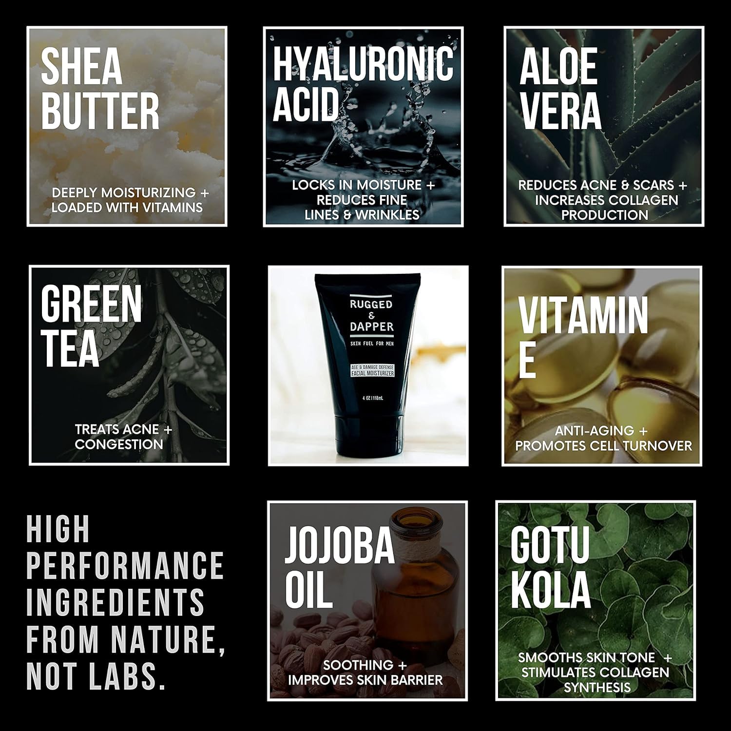 RUGGED & DAPPER shea butter-based formula offers rich, non-greasy hydration.