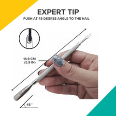 Rui Smiths Pro Cuticle Pusher two-tips display highlighting six-style versatility