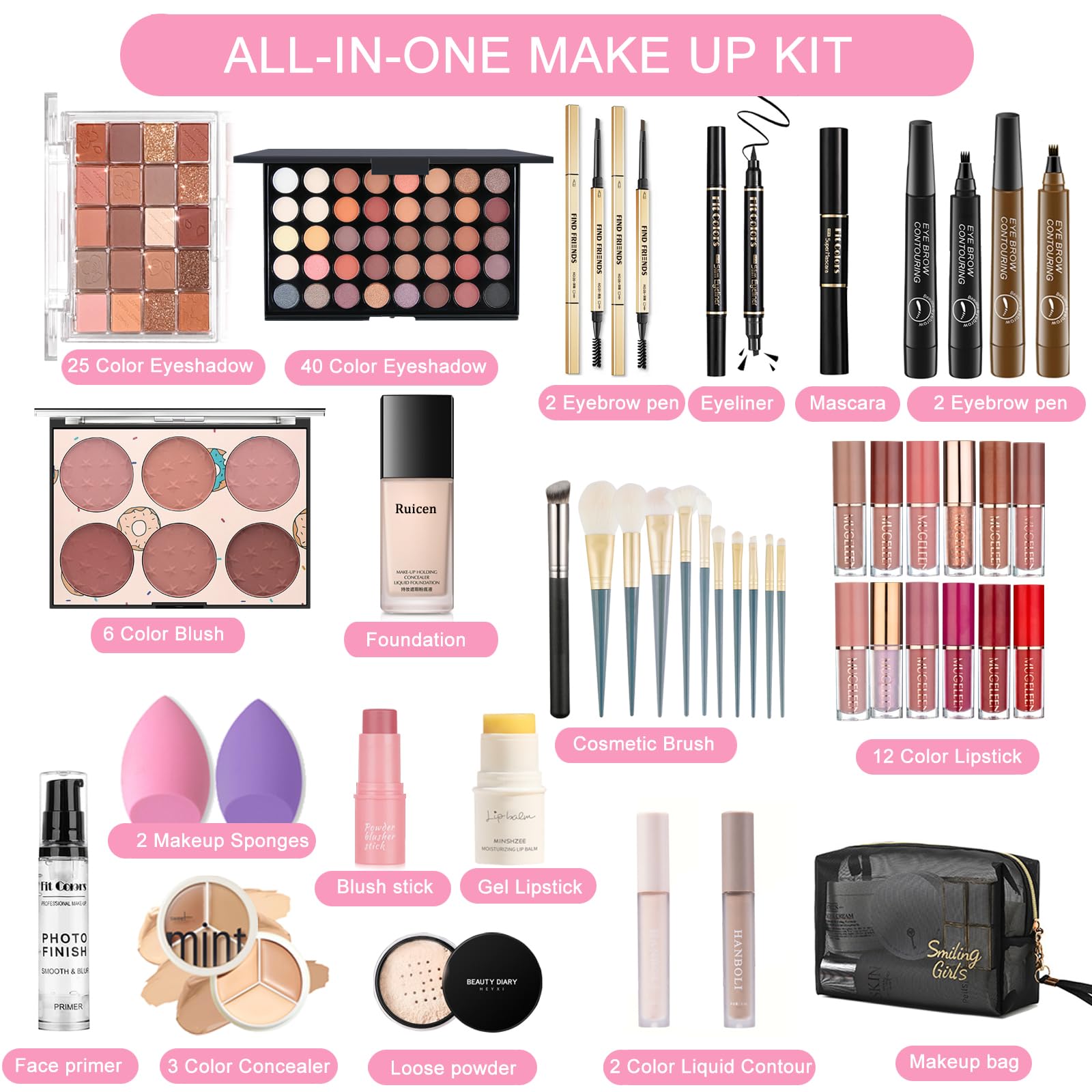 Ruicen makeup kit foundation palette provides versatile base tones for daily wear