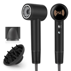 RuiKEeee hair dryer front view showing compact travel-ready design for quick styling