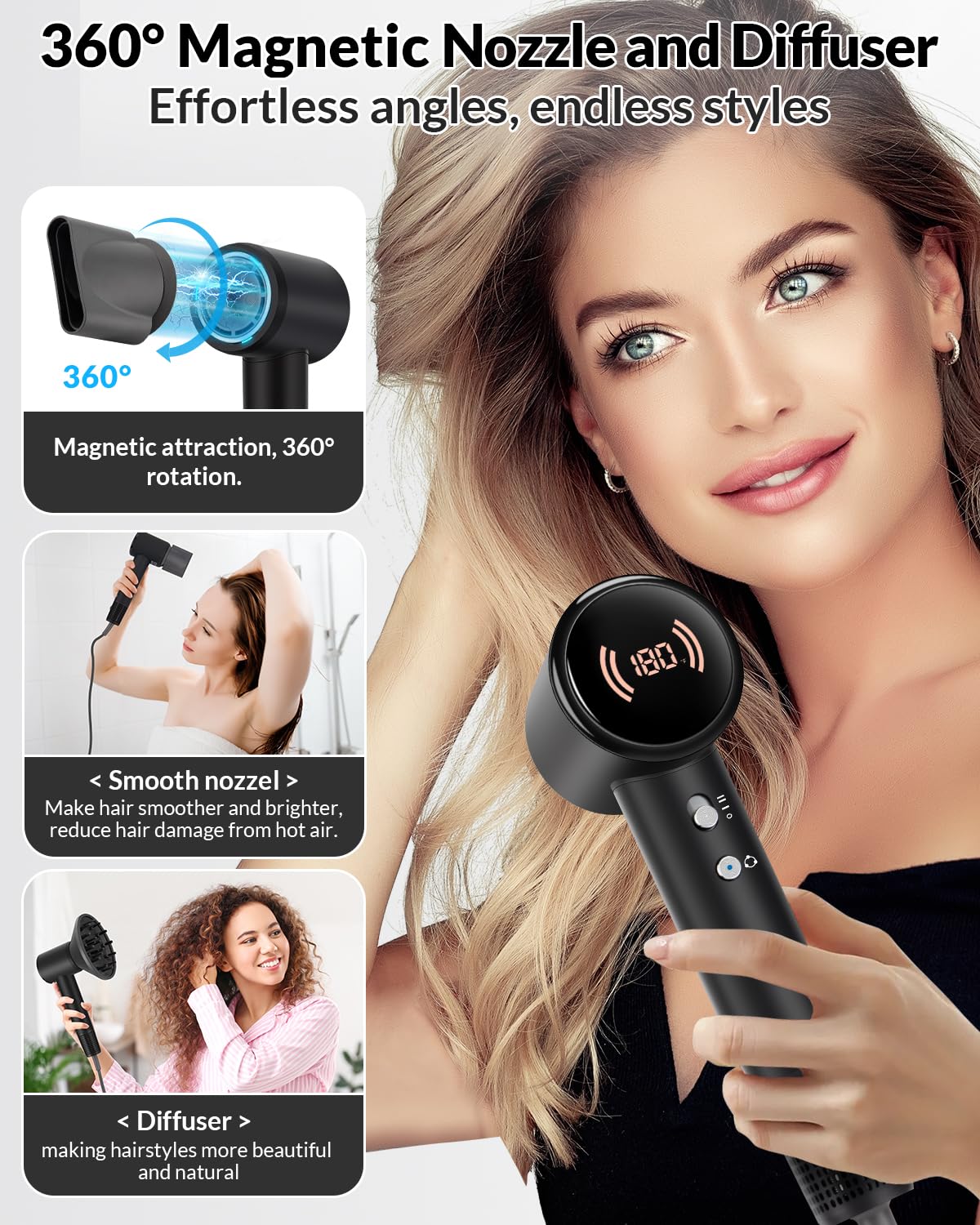 RuiKEeee ionic technology highlights fast frizz-reducing drying with less heat exposure