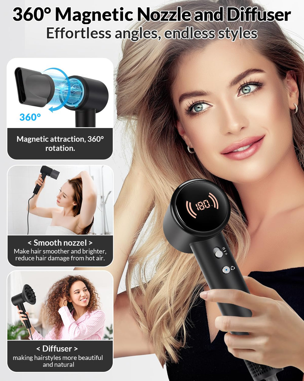 RuiKEeee ionic technology highlights fast frizz-reducing drying with less heat exposure