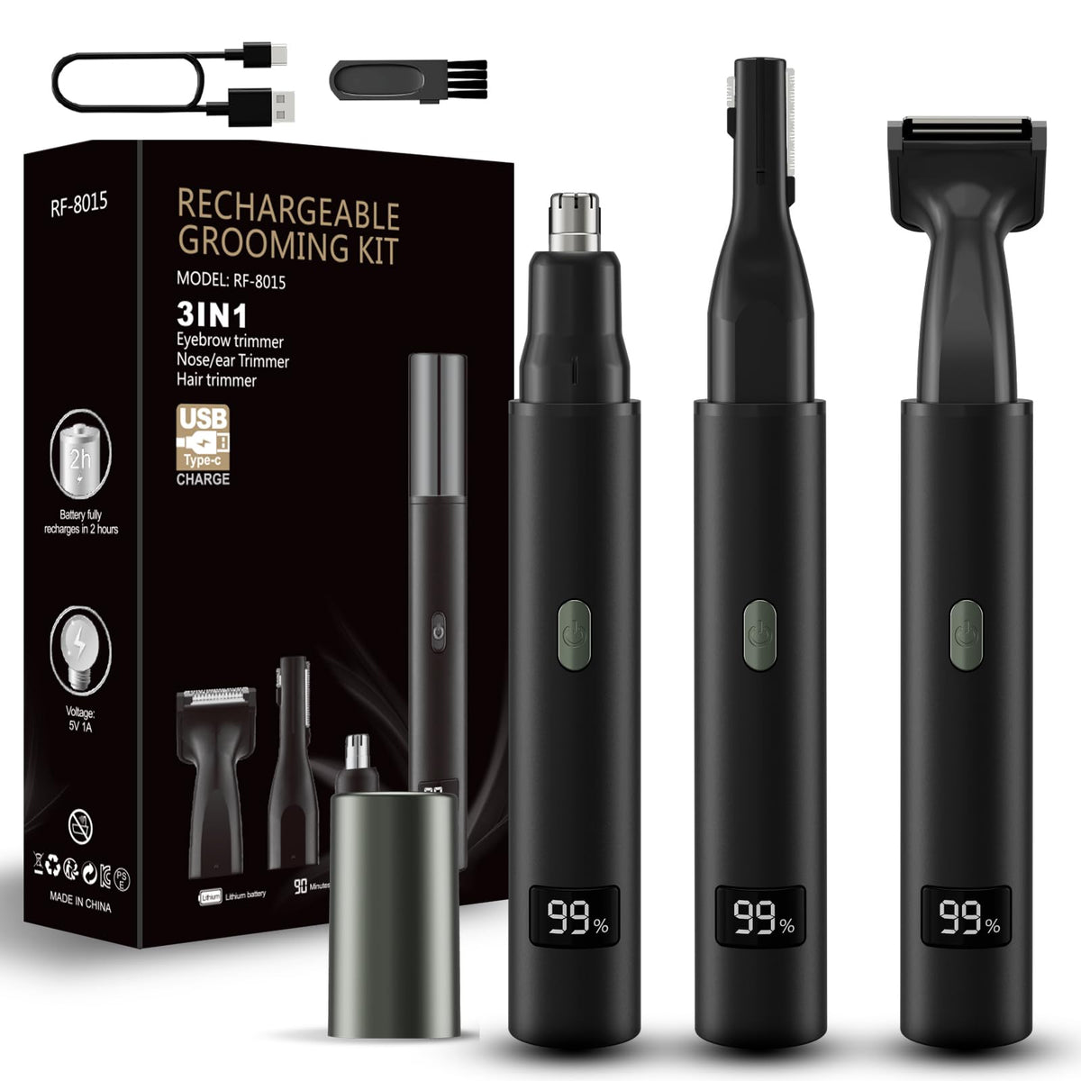 RUIM nose hair trimmer front view for easy, on-the-go grooming.