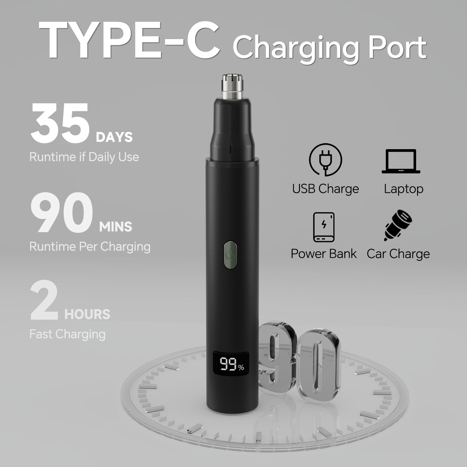 RUIM nose hair trimmer waterproof design for easy cleaning.