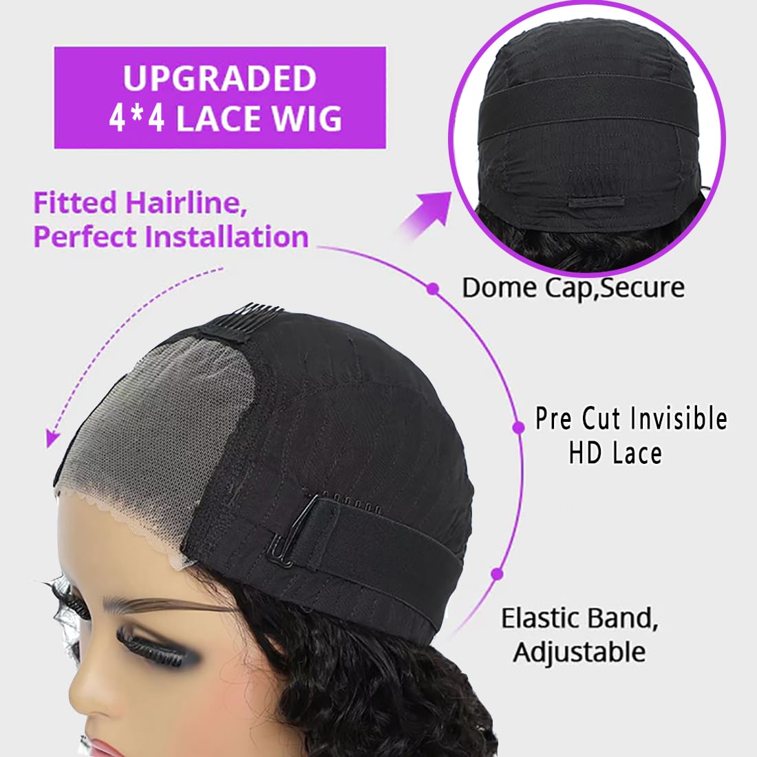 RUI MEI SI deep wave bob wig lace-front with defined waves and natural blend.