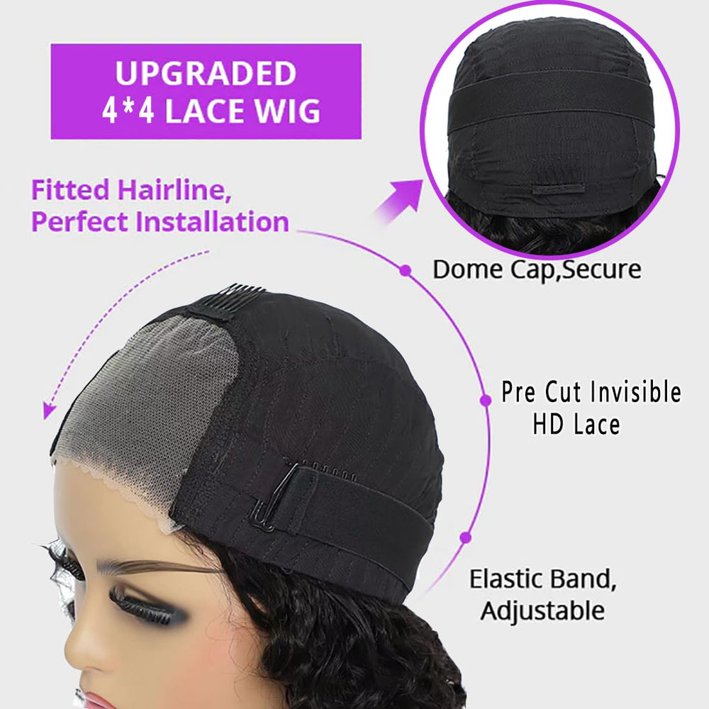 RUI MEI SI deep wave bob wig lace-front with defined waves and natural blend.