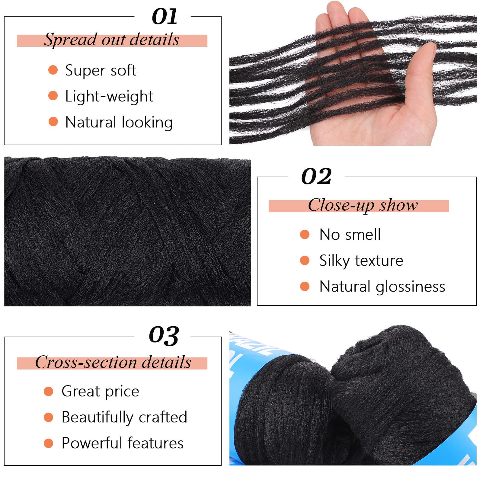 RuiYok Brazilian wool for Senegalese twists, natural gloss and easy handling.