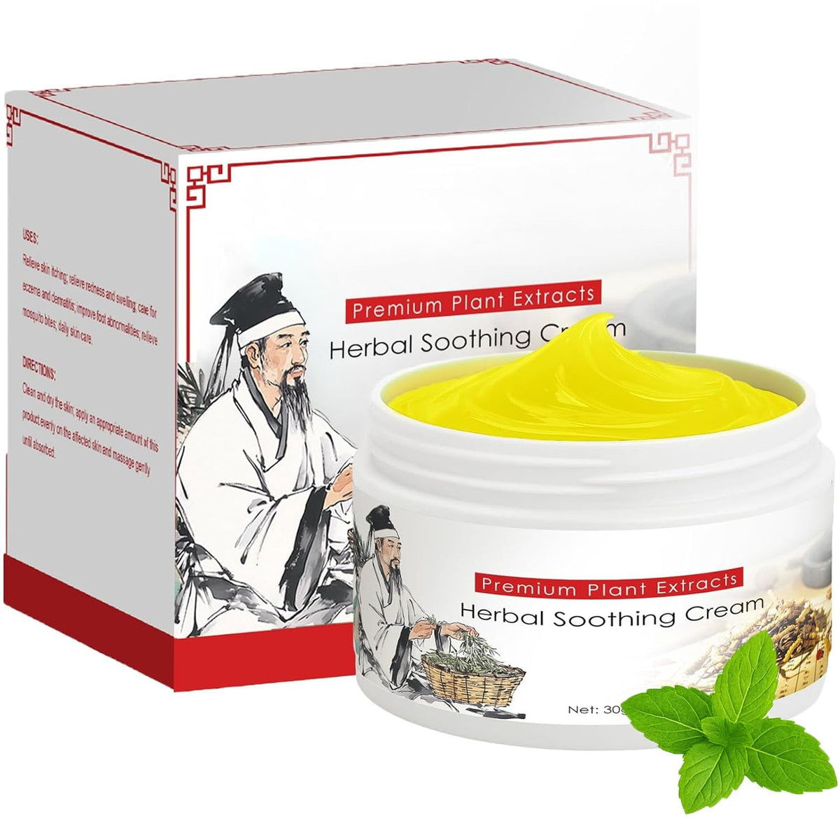Rulinal All-Natural Herbal Soothing Cream jar closeup showing deep hydration for dry skin.