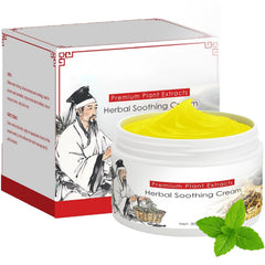 Rulinal All-Natural Herbal Soothing Cream jar closeup showing deep hydration for dry skin.