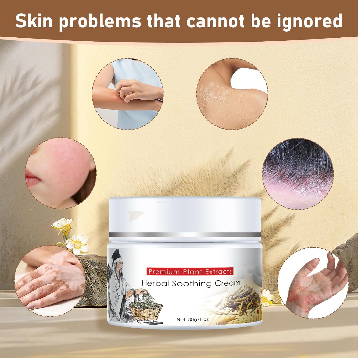 Rulinal Family-safe herbal cream box and bottle indicating versatile daily skin nourishment.