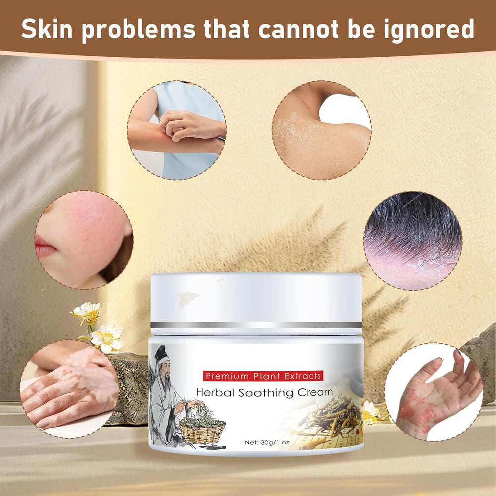 Rulinal Family-safe herbal cream box and bottle indicating versatile daily skin nourishment.