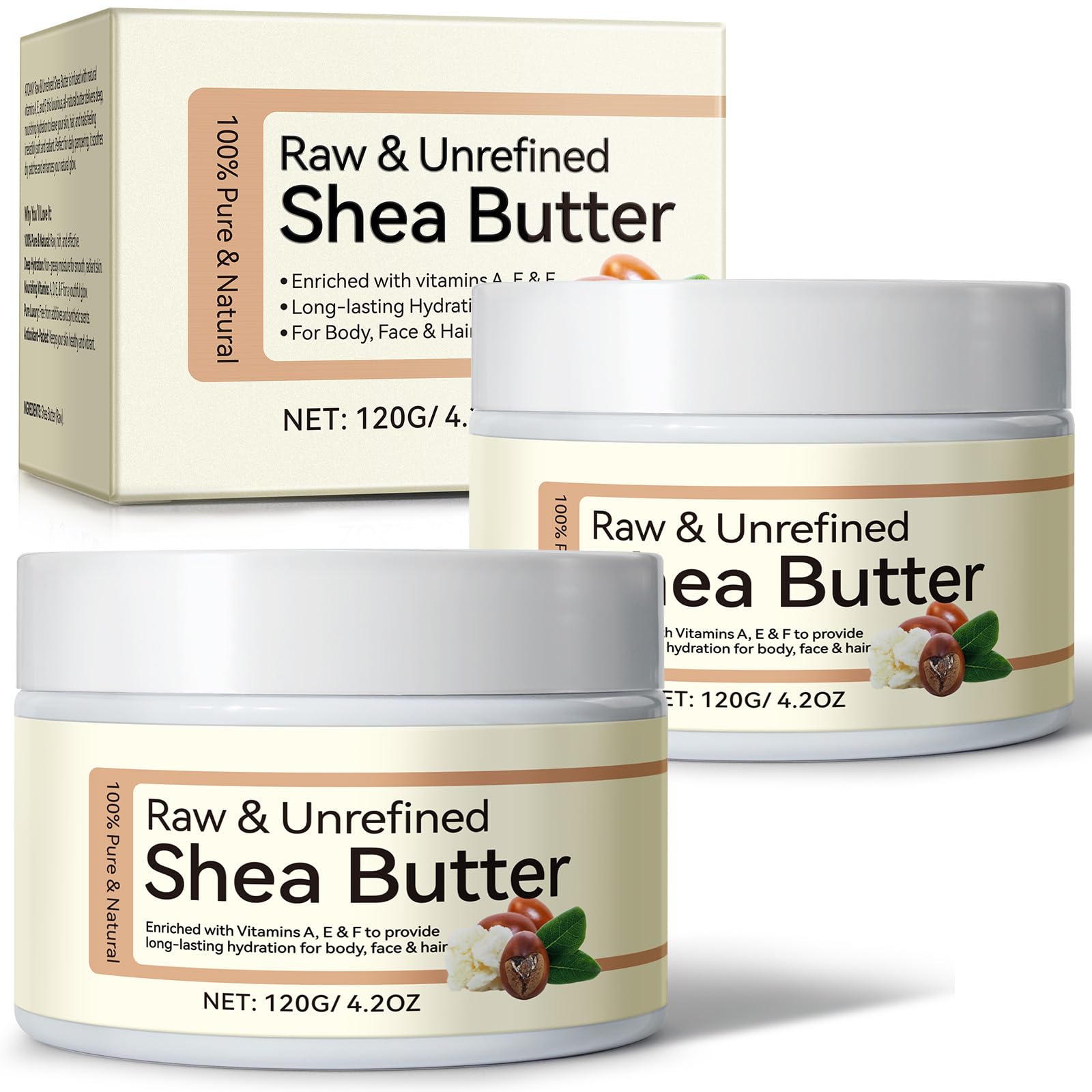 Rulviou Shea Butter jar closeup showing creamy texture for skin hydration.