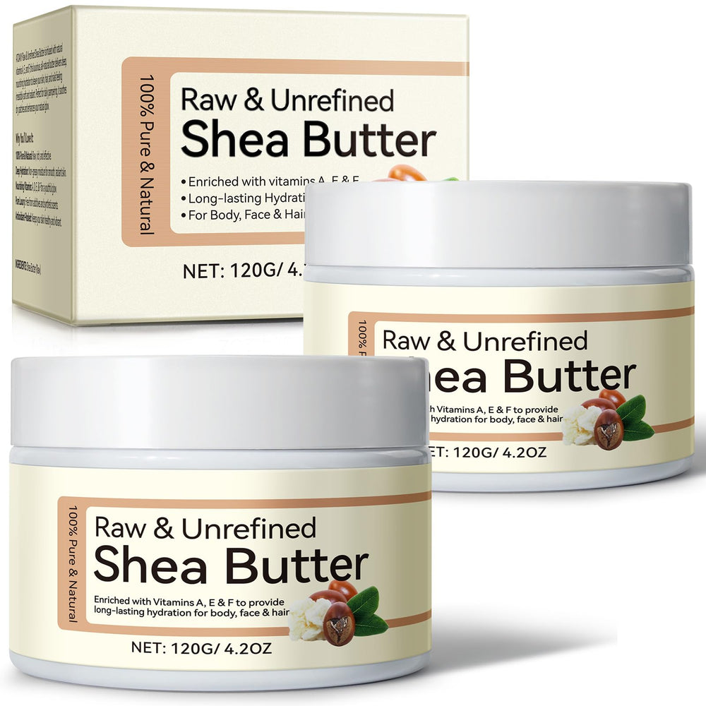 Rulviou Shea Butter jar closeup showing creamy texture for skin hydration.