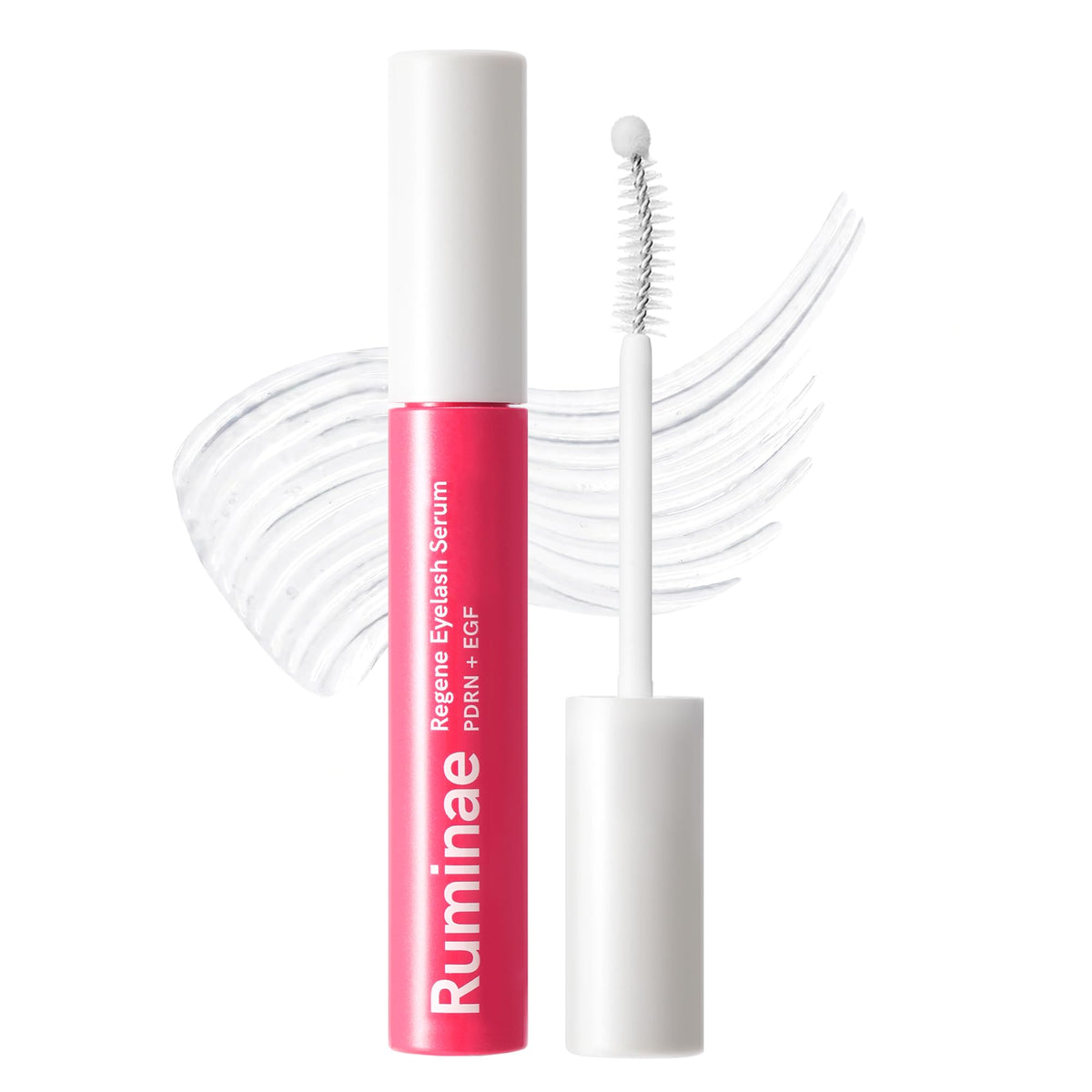 Ruminae Lash Serum bottle closeup highlights gentle, prostaglandin-free formula for daily lash care