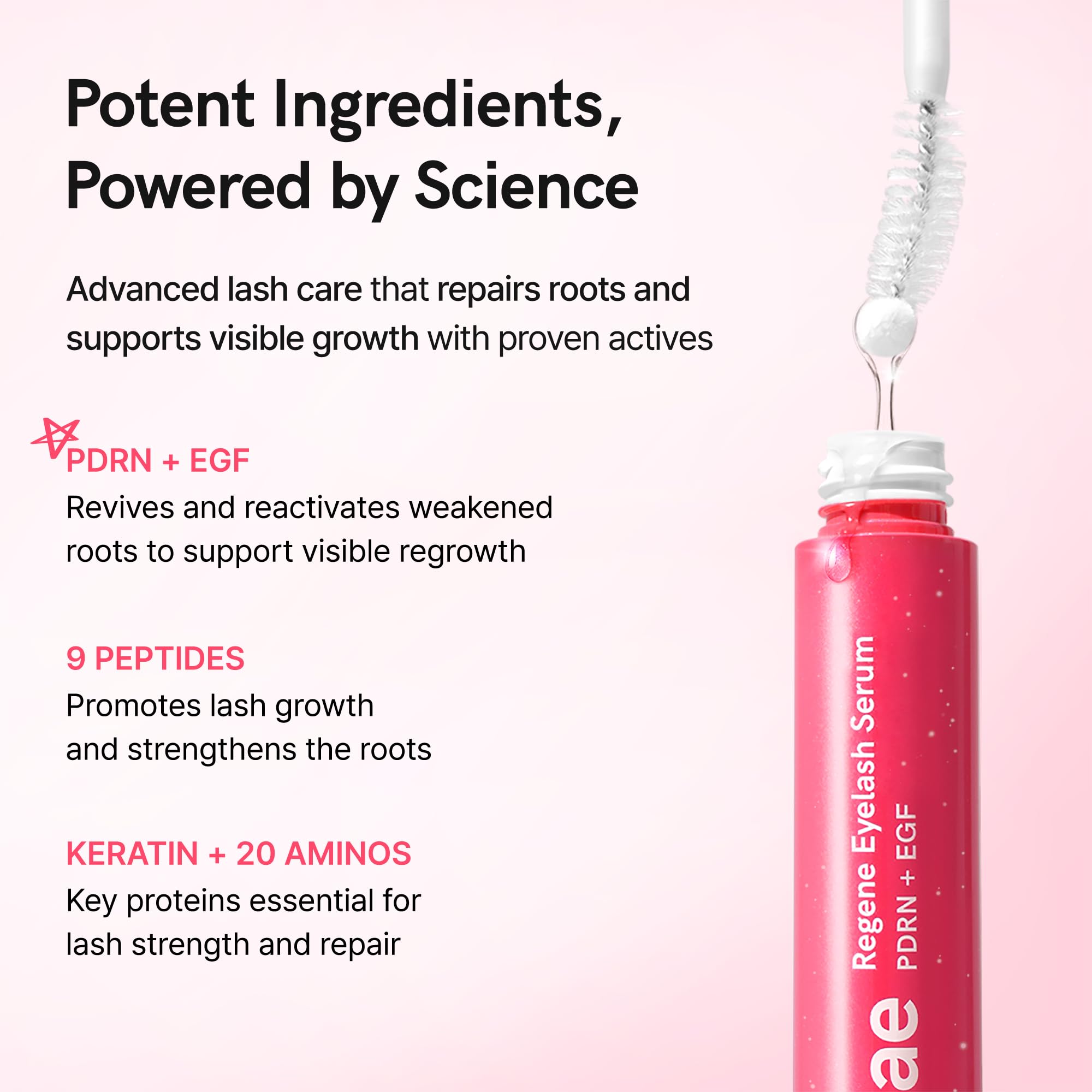 Ruminae Lash Serum brows illustration shows dual-use benefits for brows and lashes