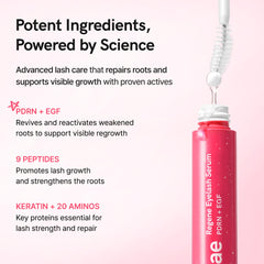 Ruminae Lash Serum brows illustration shows dual-use benefits for brows and lashes