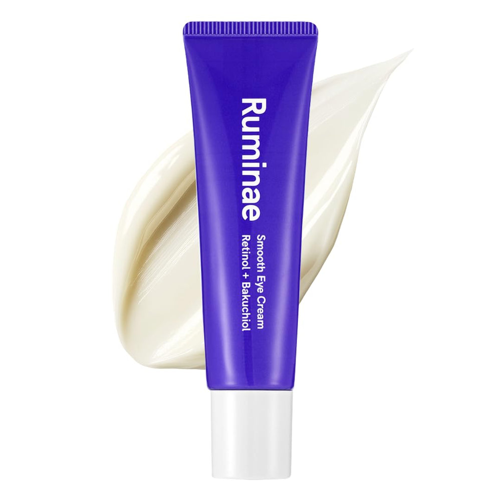 Ruminae retinol bakuchiol cream bottle being applied for smoother skin