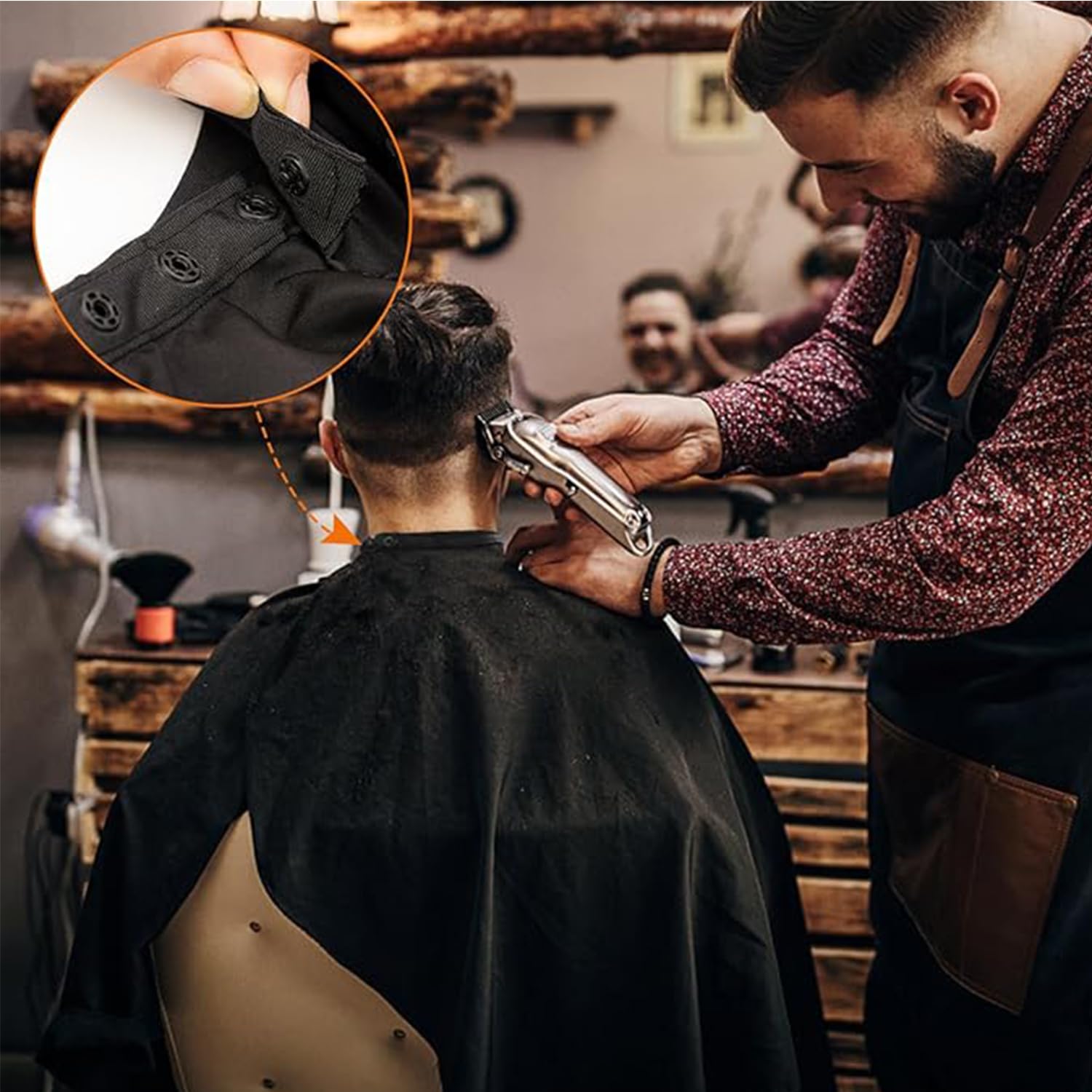 Run Pmy barber cape non-stick fabric prevents hair cling and mess.