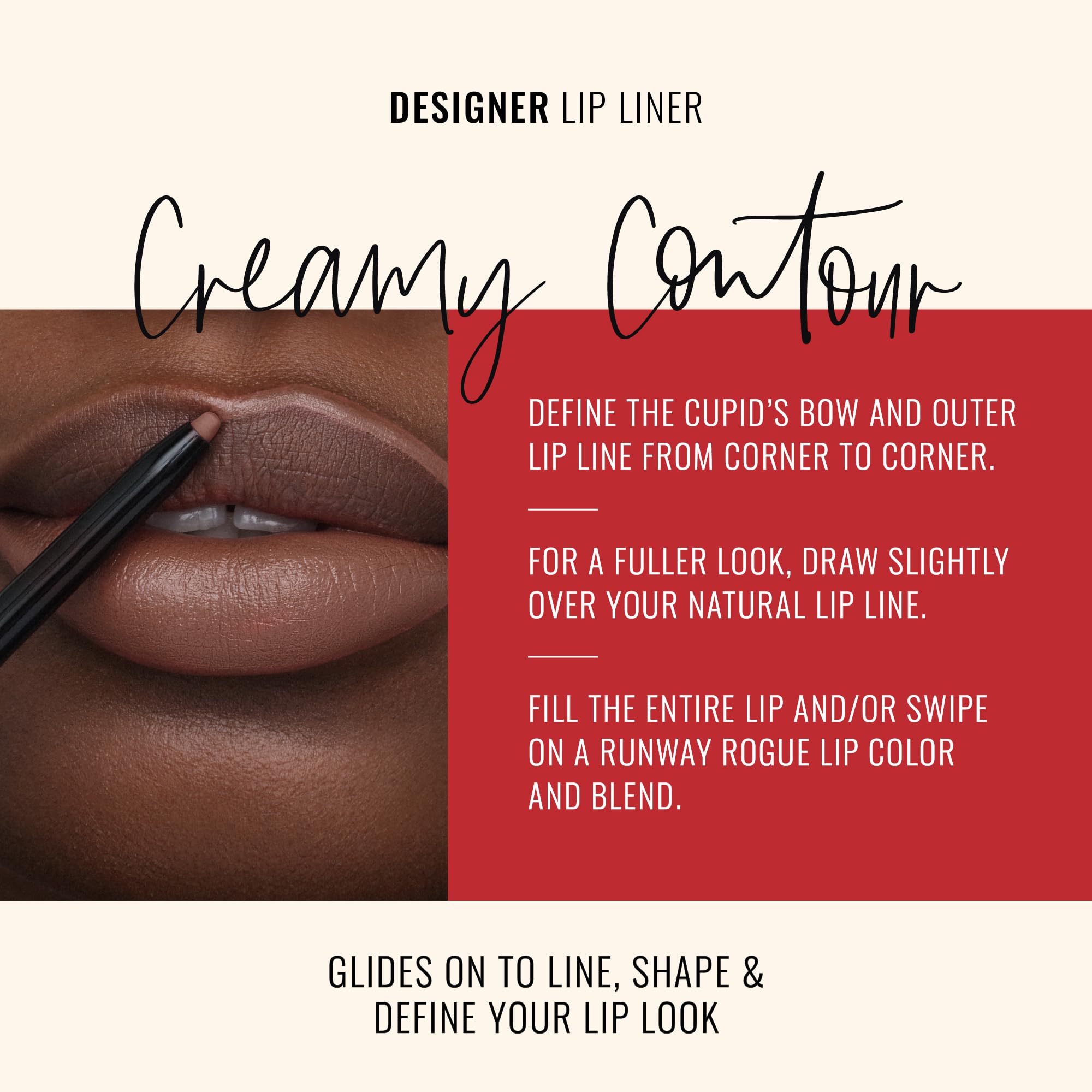 Runway Rogue Designer Liner Lip Pencil Sharpener closeup highlights precise application tool