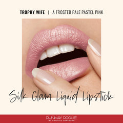 Runway Rogue Silk Glam Lipstick Trophy Wife swirl shows frosted pink shade