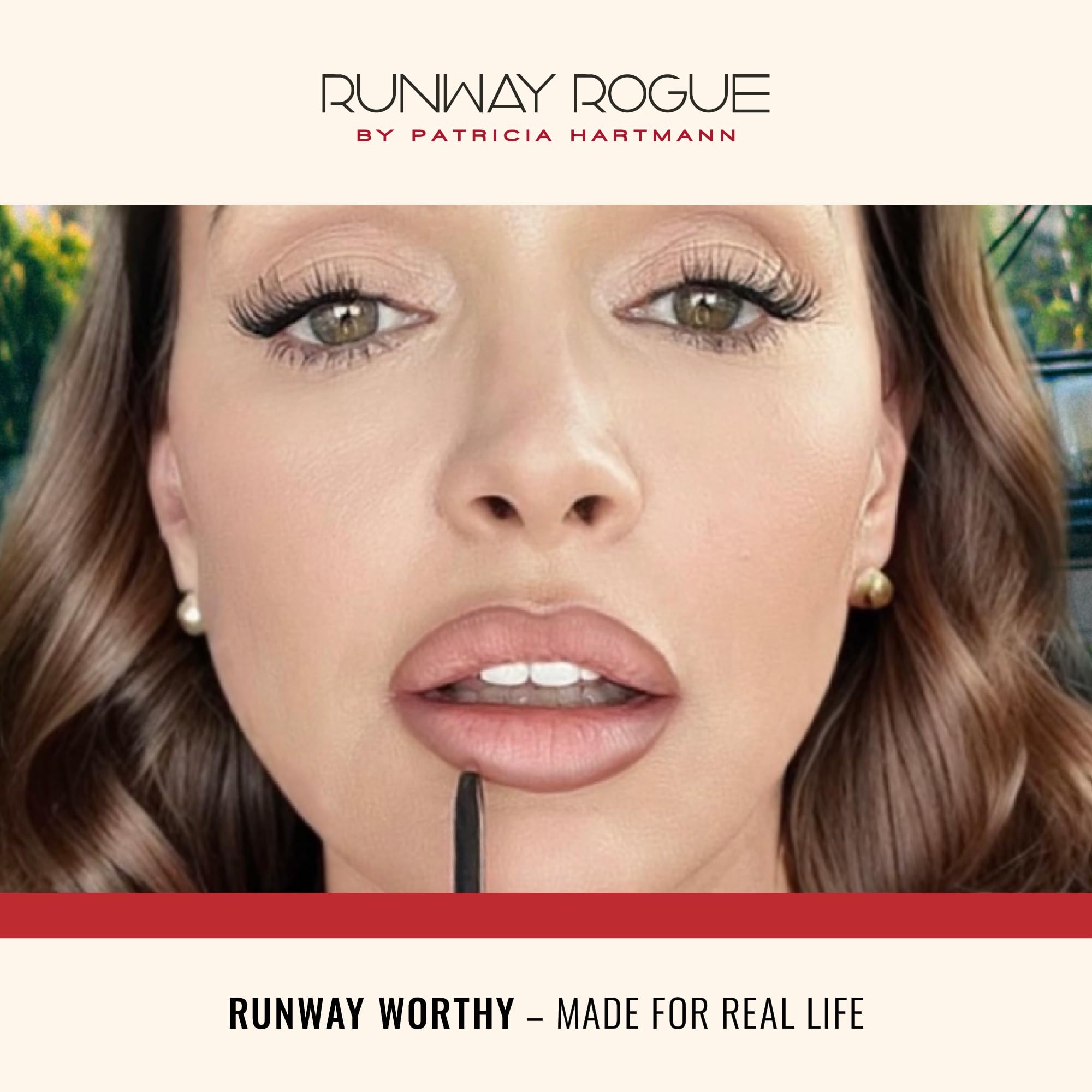 Runway Rogue Trendsetter swatch on forearm shows blendable, long-lasting color