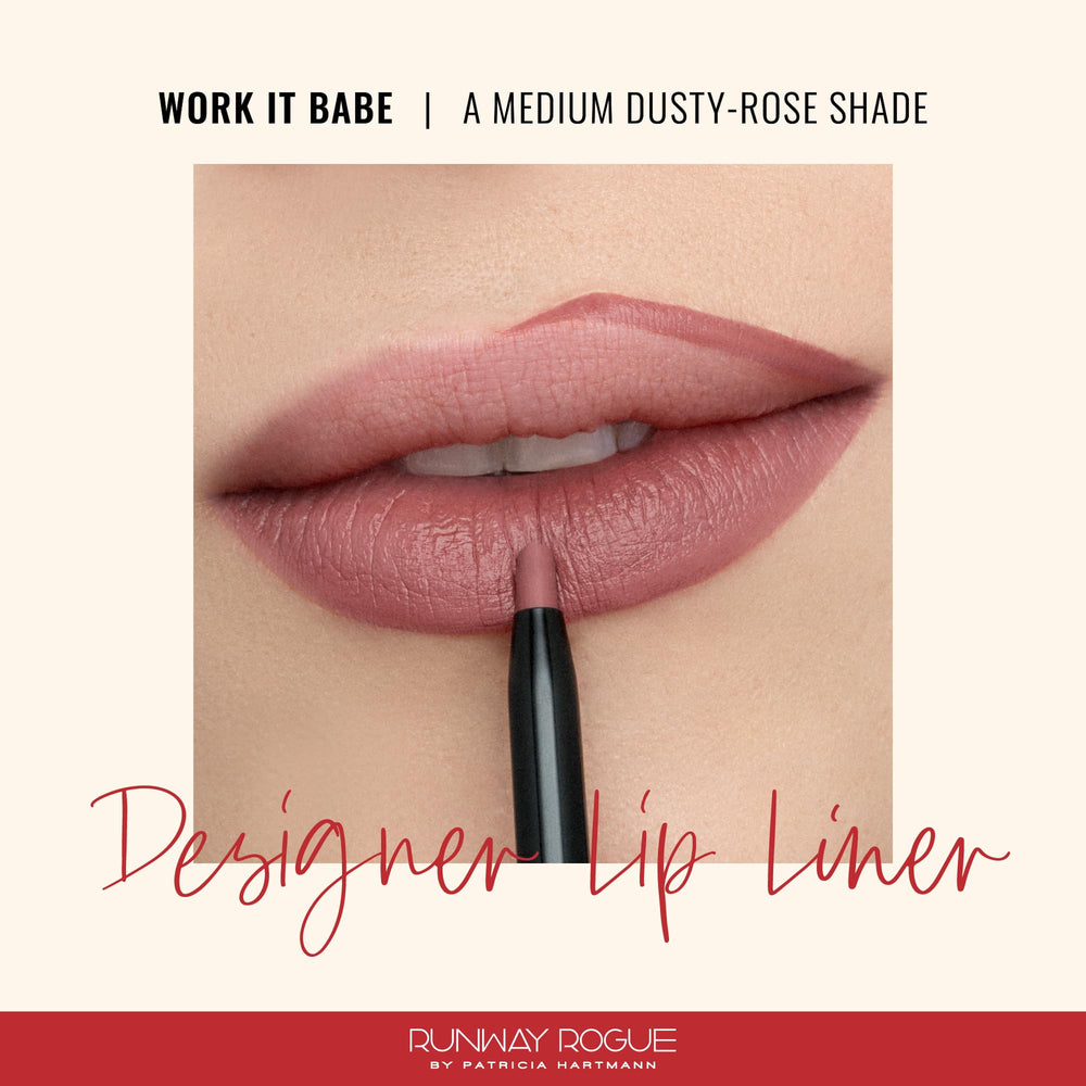 Close-up of the Work It Babe lip pencil tip with precise edge