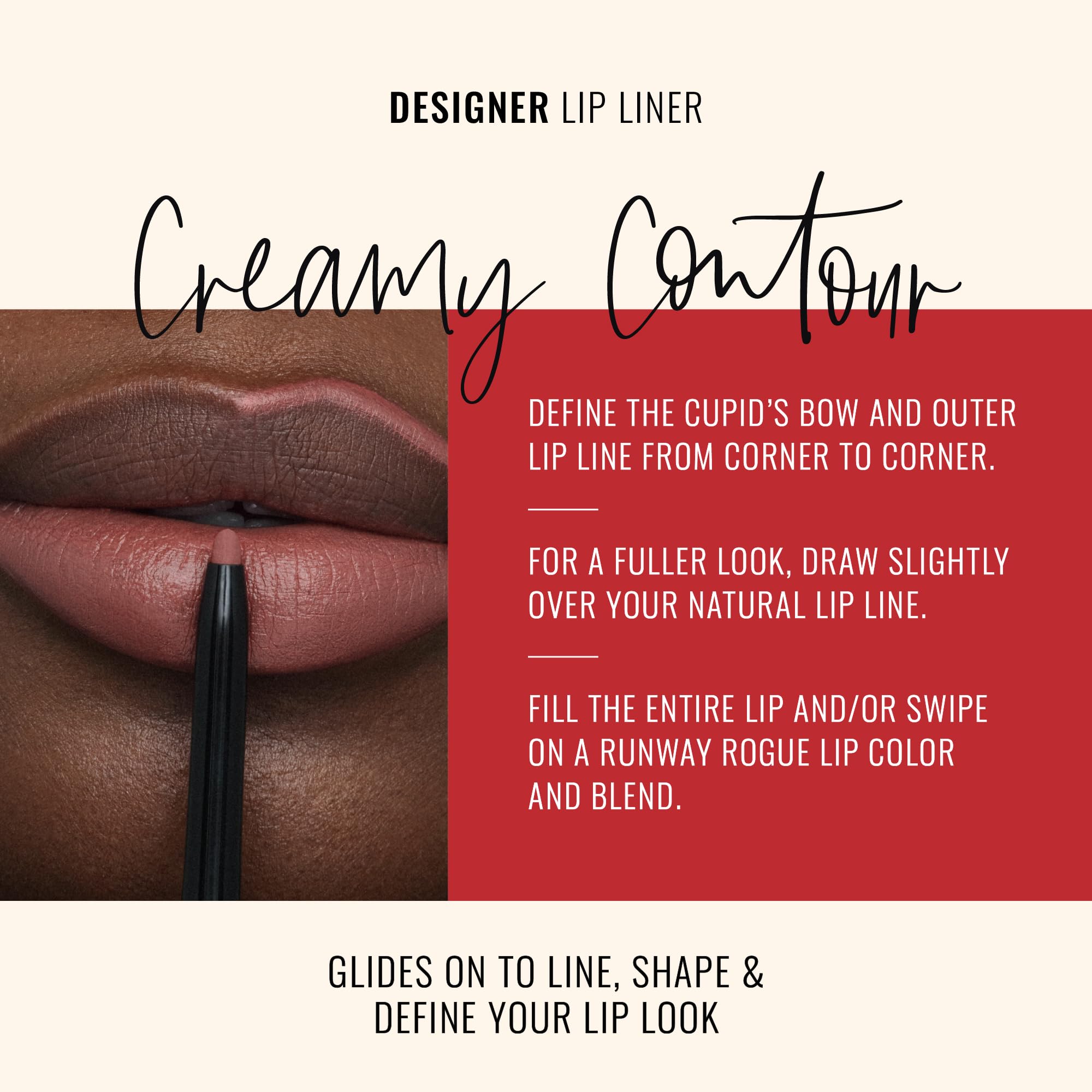 Runway Rogue Work It Babe lip pencil swatch shows dusty-rose shade