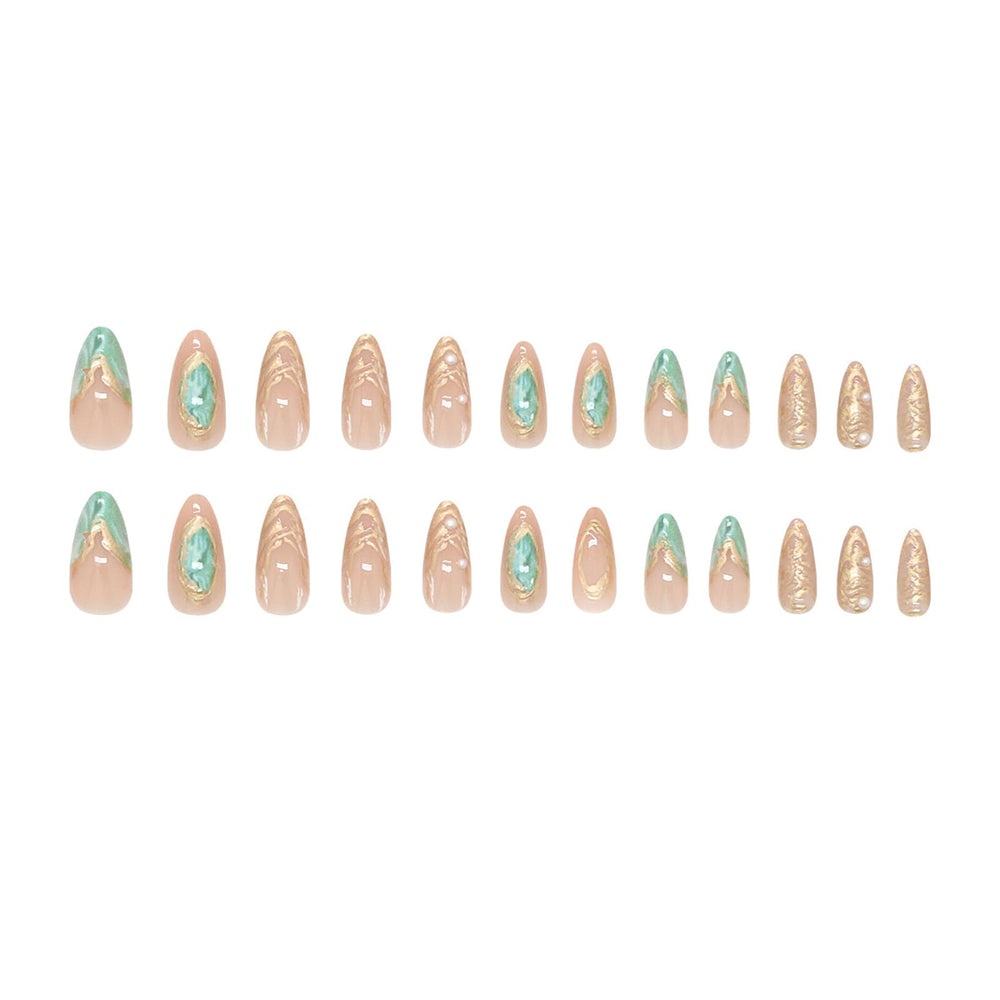 RUOKEXIN almond nails with natural high-gloss finish for everyday wear.
