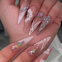 RUOKEXIN white ombre nails by RUOKEXIN offer a soft, elegant gradient look.