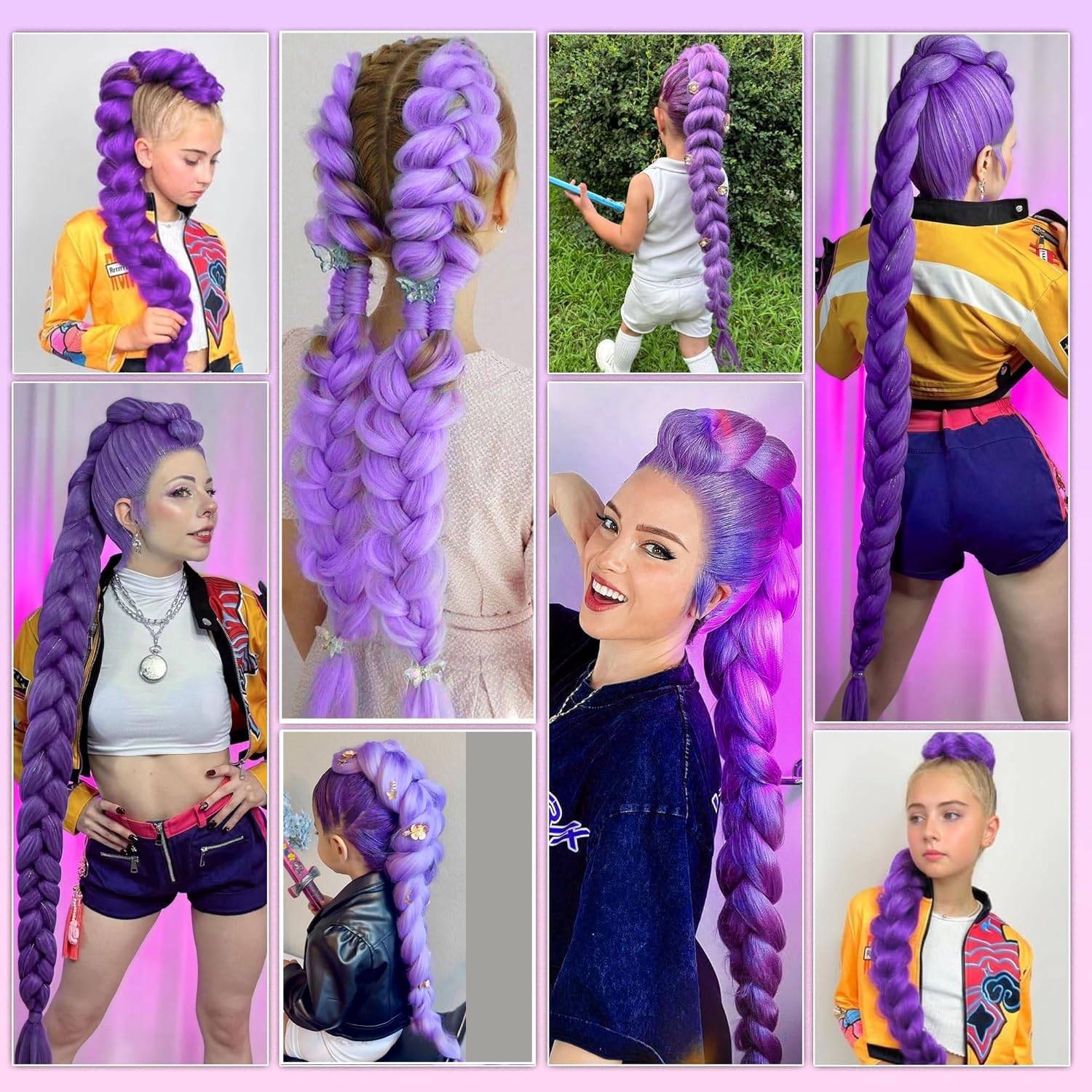 Ruola purple braiding hair; easy installation for quick costume transformations.