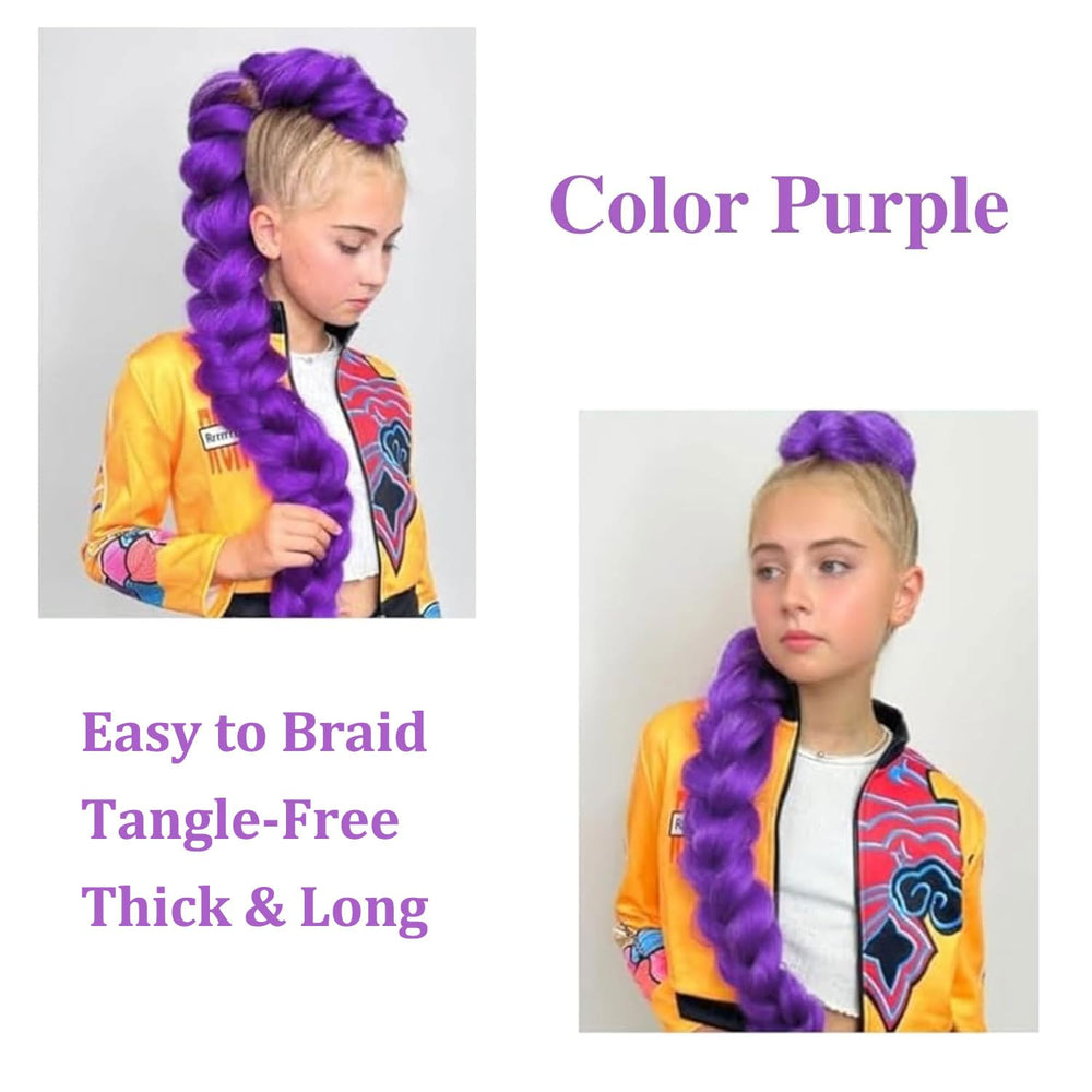 Ruola purple braiding hair pre-stretched; clean application ready for styling sessions.