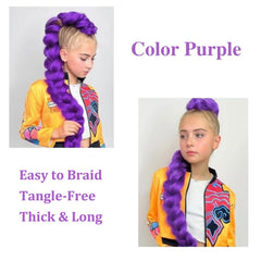 Ruola purple braiding hair pre-stretched; clean application ready for styling sessions.