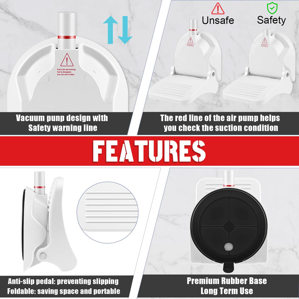 Ruppence suction cup with red-line indicator confirms secure hold during use.
