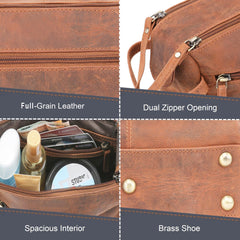 Rustic Town buffalo leather toiletry bag interior compartments for organized essentials