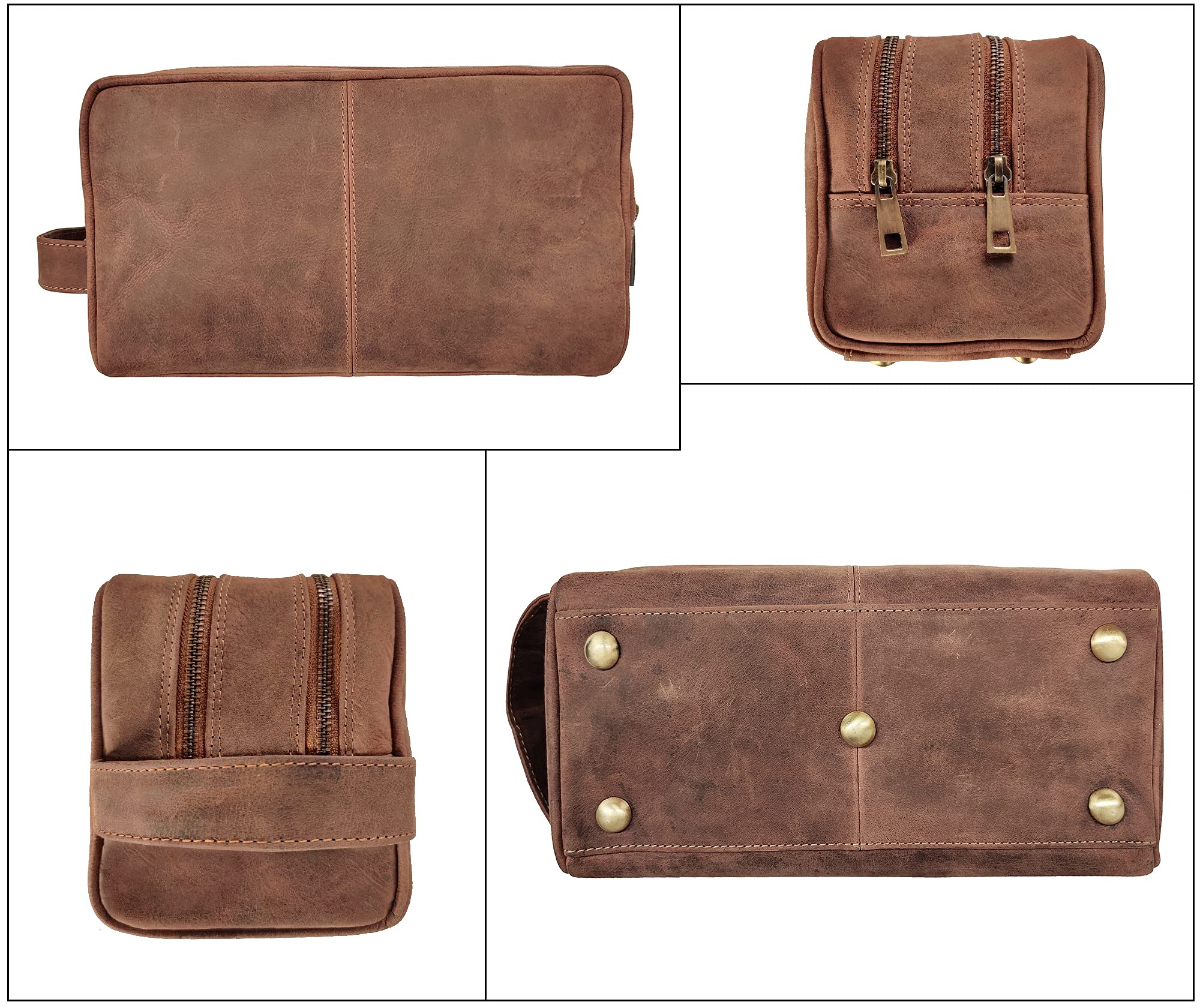 RUSTIC TOWN travel toiletry bag open compartments reveal generous storage for kits