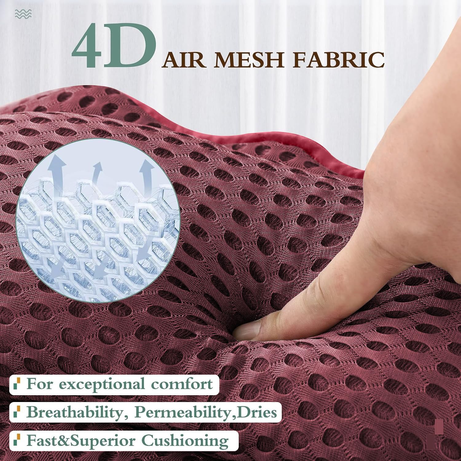 RUVINCE bath pillow 4D air mesh dries quickly and resists odors.