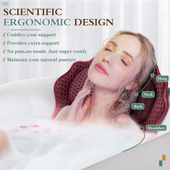 RUVINCE bath pillow with six suction cups prevents sliding.