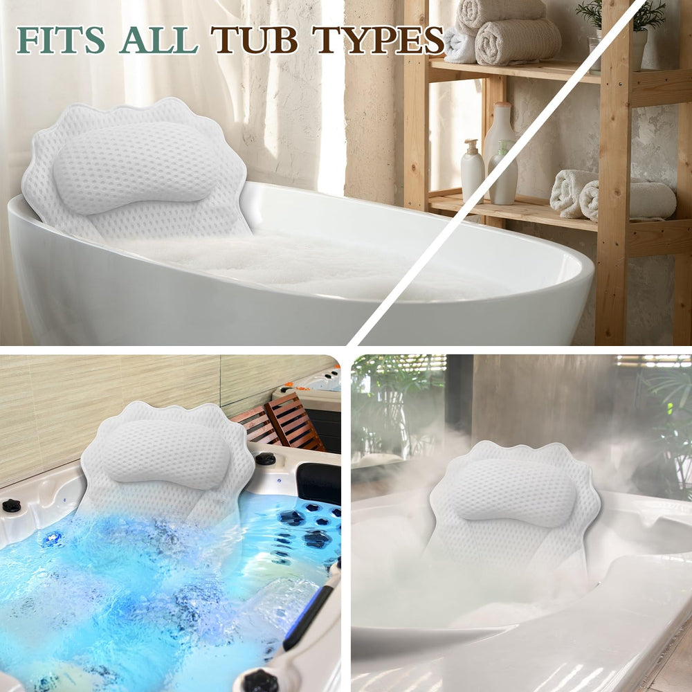 RUVINCE universal-fit bath pillow works with all tub sizes for flexible relaxation.