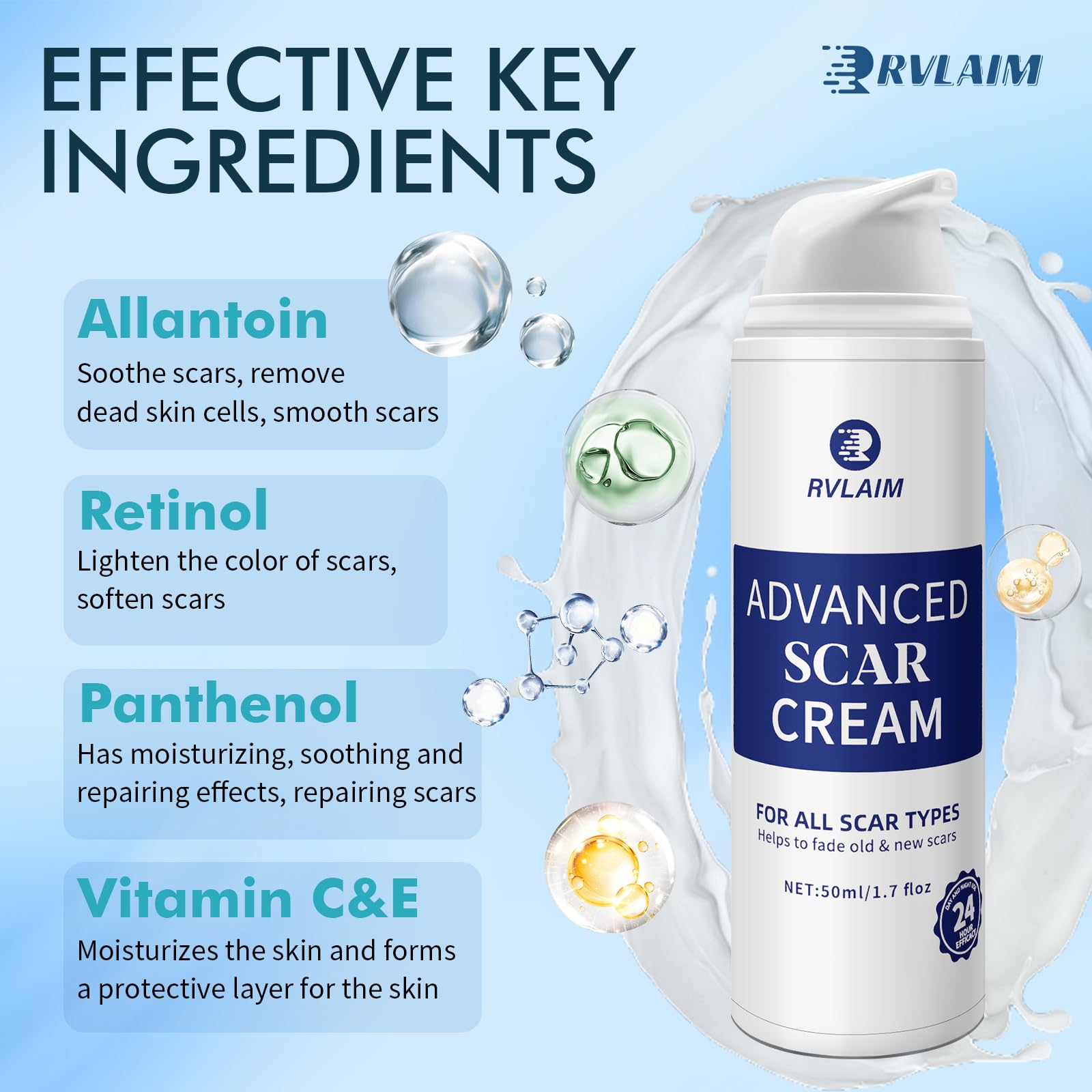 Rvlaim advanced silicone gel application demonstrates breathable scar care during the day