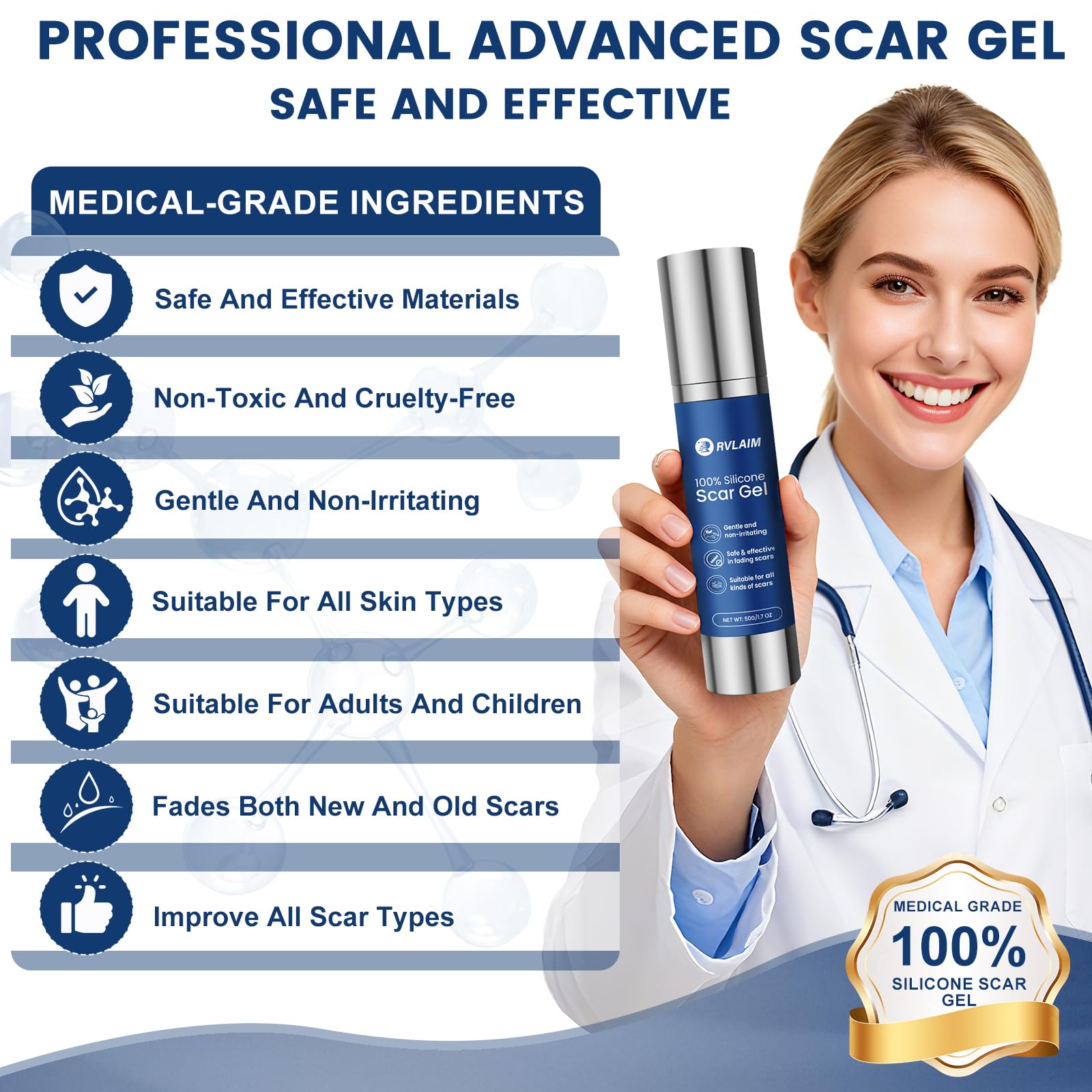 Nourishing effect of Rvlaim Scar Gel on skin, enhancing overall texture.