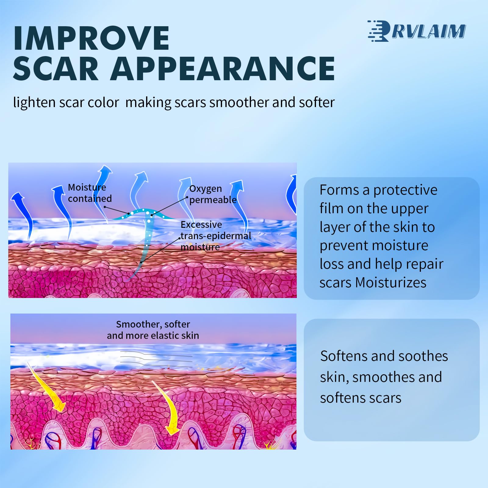 Rvlaim scar gel offers sun protection and breathable wear for day use