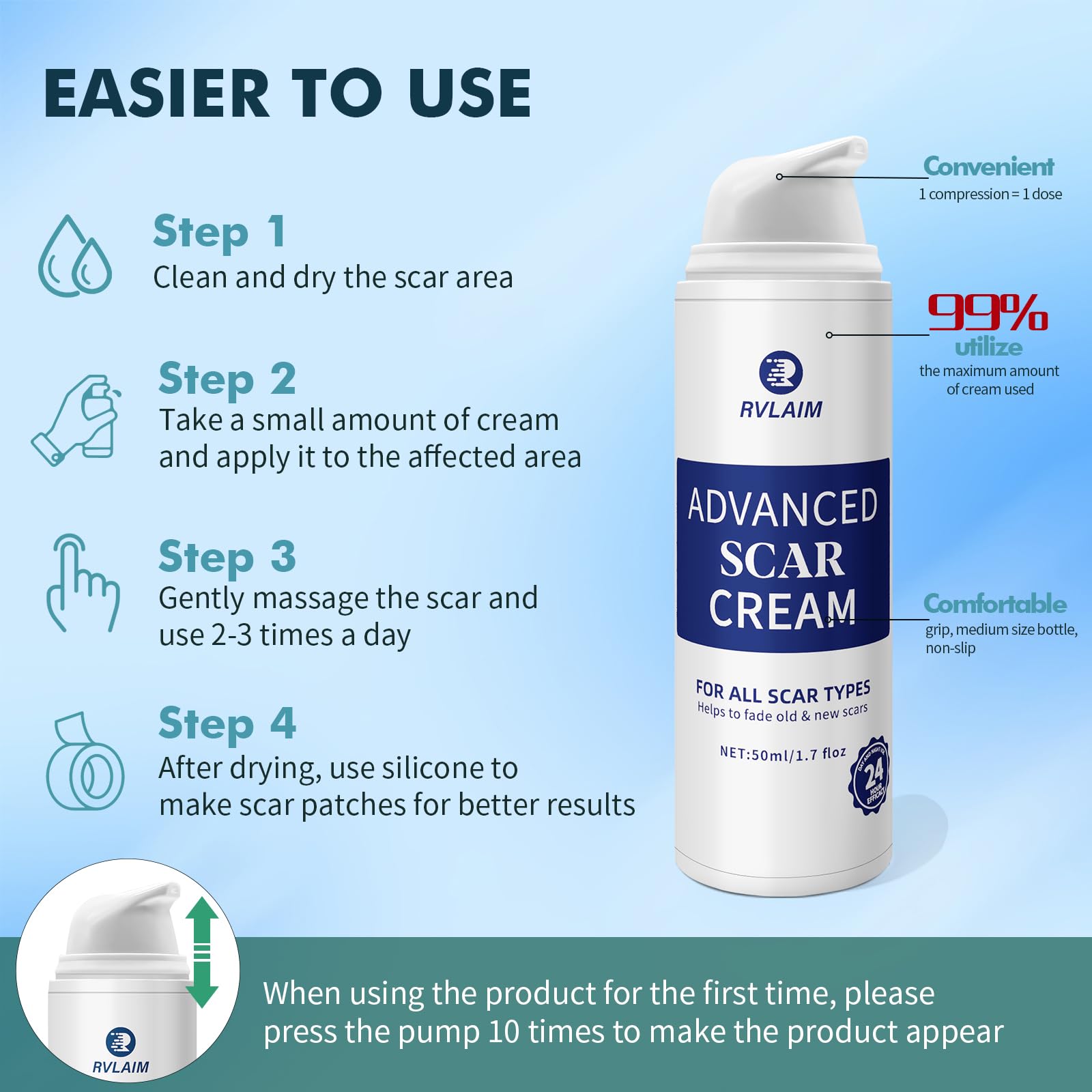 Rvlaim silicone scar cream for night use supports repair during sleep