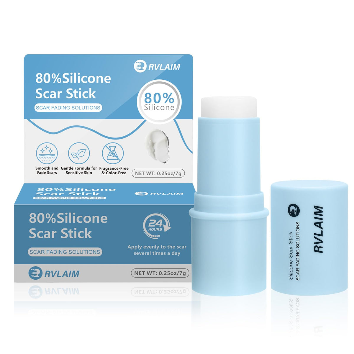 Rvlaim Silicone Scar Stick close-up application for precise scar coverage.
